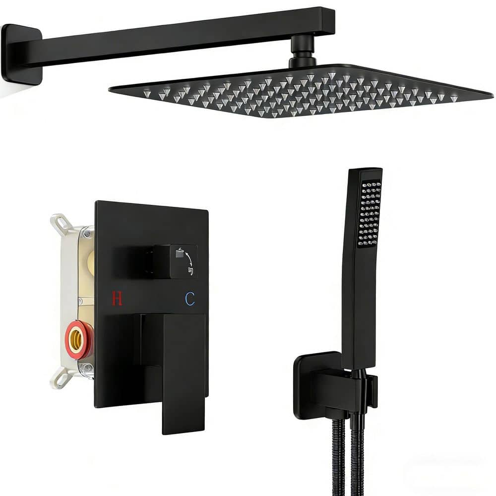 1-Piece Bath Accessory Set, Rainfall Shower System with Shower Head and Handle Set in Black, Wall Mounted Shower Fixture price history on PriceWatchPro