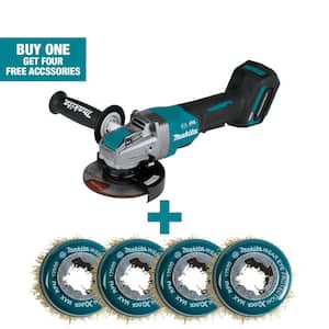 40V max XGT Brushless Cordless 5 in. X-LOCK Paddle Switch Angle Grinder with Bonus (qty 4) 3 in. Crimped Wire Cup Brush