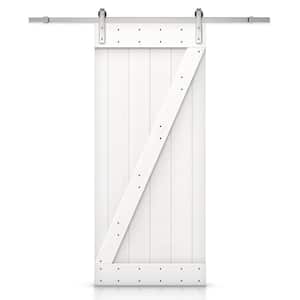 Z Series 30 in. x 84 in. White Knotty Pine Wood Interior Sliding Barn Door with Hardware Kit