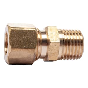 3/8 in. O.D. Comp x 1/4 in. MIP Brass Compression Adapter Fitting (5-Pack)