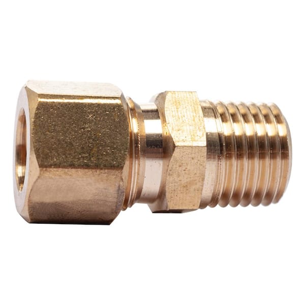 1/4 in. O.D. Comp x 3/8 in. MIP Brass Compression Adapter Fitting (5-Pack)