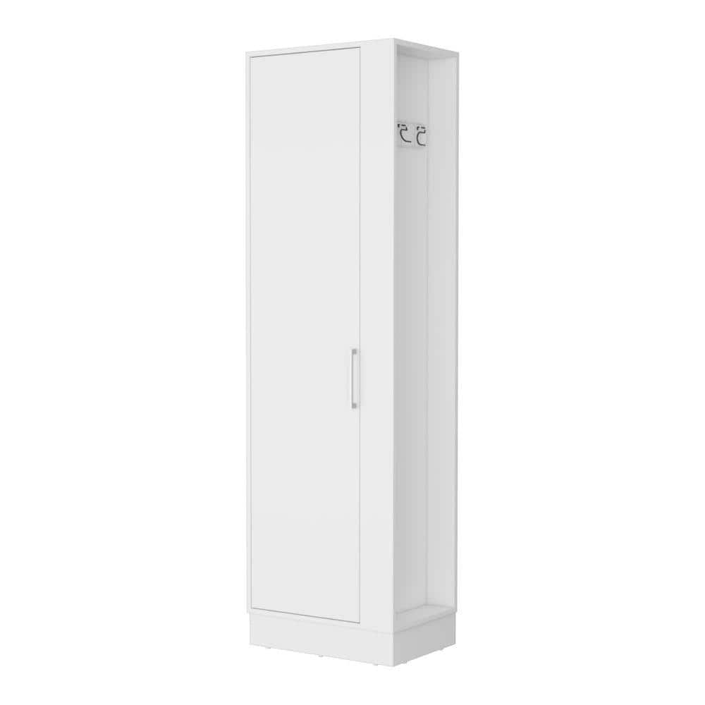 21.1 in. W x 14.76 in. D x 72.32 in. H White Bathroom Linen Cabinet with Single Door and Broom Hangers