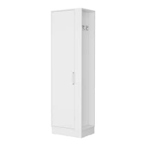 21.1 in. W x 14.76 in. D x 72.32 in. H White Bathroom Linen Cabinet with Single Door and Broom Hangers