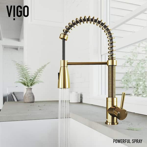 Brant Single-Handle Pull-Down Sprayer Kitchen Faucet in Matte Gold Brant Single-Handle Pull-Down Sprayer Kitchen Faucet in Matte Gold