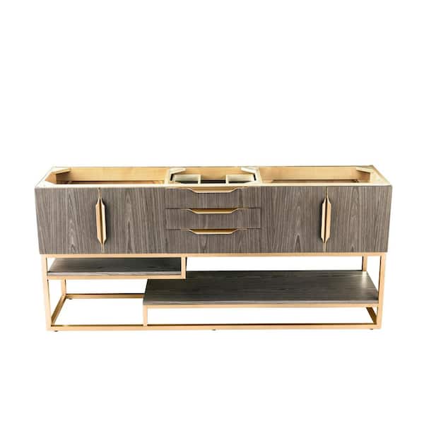 James Martin Vanities Columbia 72.5 in. W x 18.8 in. D x 32.0 in. H Double Bath Vanity Cabinet without Top in Ash Gray