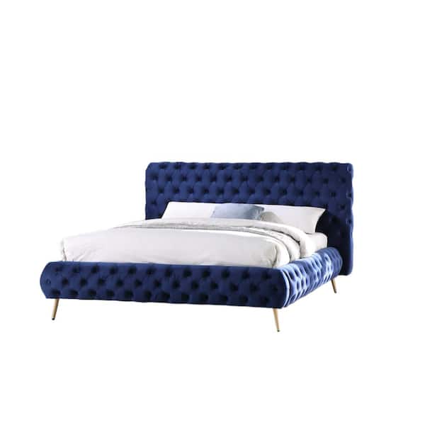 Best Master Furniture Janine Tufted Blue California King Bed