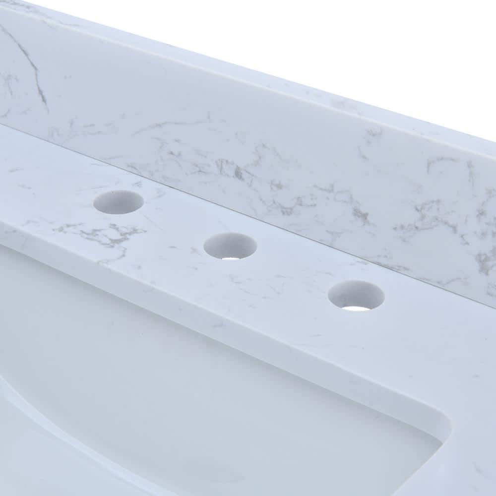 60 in. White Engineered Stone Vanity Top with Undermount Sink