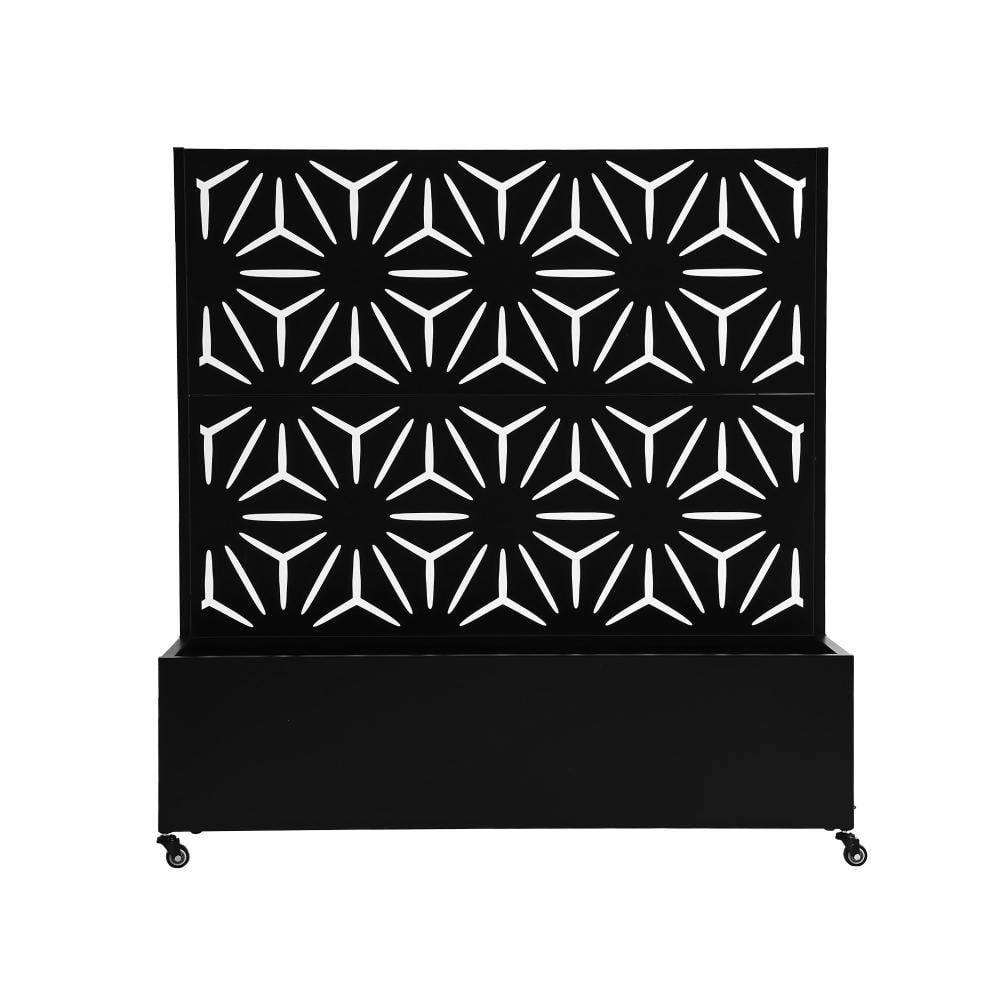 47.2 in. H × 47.2 in. W Black Privacy Metal Garden Fence Screen Panels with Planter Box and Lockable Wheels price history on PriceWatchPro