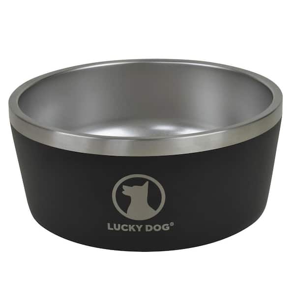 INDULGE 64 oz. 8 Cup Double Wall Stainless Steel Dog Bowl To Non Slip To Lifetime Warranty in Black