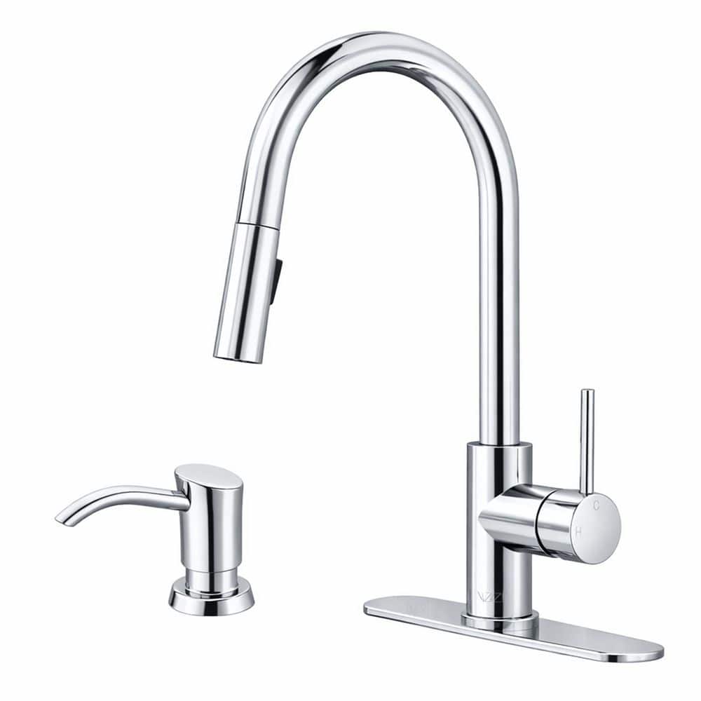 Expedition 16 in. 1-Handle Pull-Down Sprayer Kitchen Faucet in Chrome with 1.8 GPM Flow, Dual Spray and Soap Dispenser price history on PriceWatchPro