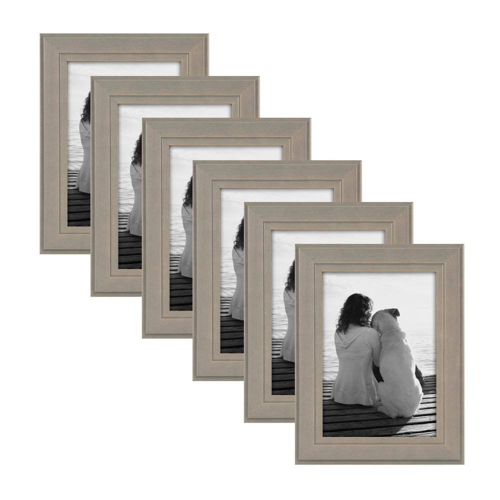 Designovation Kieva 5 In. X 7 In. Gray Picture Frame (set Of 6) 213645 