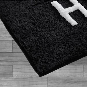 Novelty "His" Black 21 in. x 34 in. 100% Cotton Bath Rug
