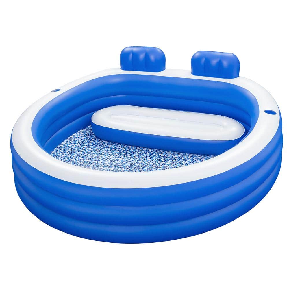 H2OGO! Splash Paradise 90.94 in. x 86.22 in. Oval 31.1 in. Inflatable Pool  with Headrests and Cup Holders 54422E-BW - The Home Depot