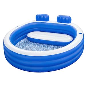 Splash Paradise 90.94 in. x 86.22 in. Oval 31.1 in. Inflatable Pool with Headrests and Cup Holders