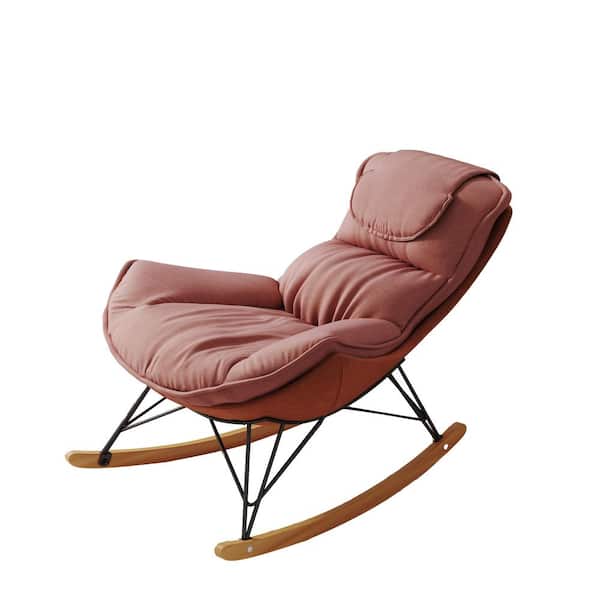 Sudzendf Pink Leisure Modern Luxury Velvet Wood Outdoor Rocking Chair ...