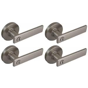 Westwood Satin Nickel Bed/Bath Door Lever with Round Rose (4-Pack)