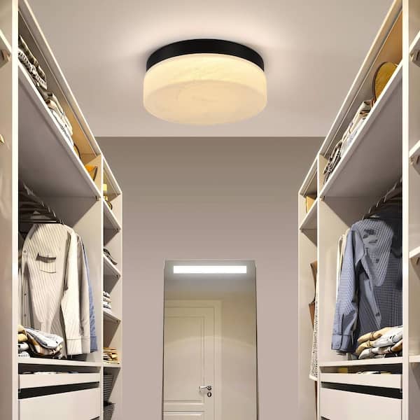 Liviza 12 in. 24-Watt Round Black Integrated LED Flush Mount with