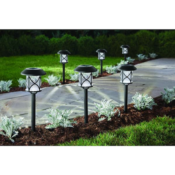 Hampton Bay 10 Lumens Black LED Outdoor Solar Landscape Path Light Set (6-Pack)