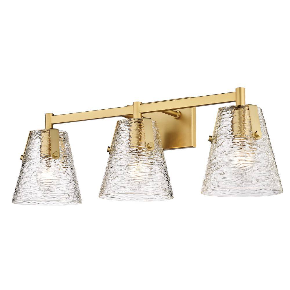 Analia Modern Gold 3-Light Vanity with Clear Glass Shades