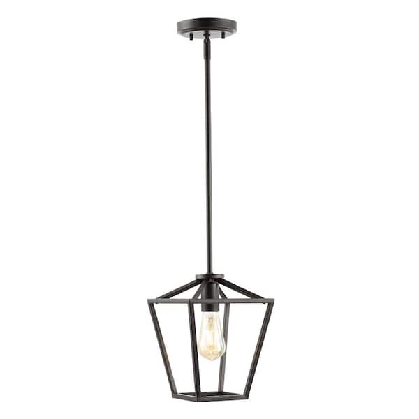 Grace 7.88 in. 1-Light Industrial Farmhouse Iron LED Pendant, Oil Rubbed Bronze