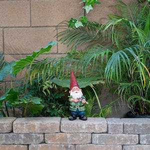 11 in. Tall Outdoor Hunting Garden Gnome with Green Shirt Yard Statue, Multicolor