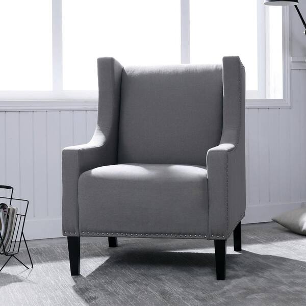 grey nailhead accent chair