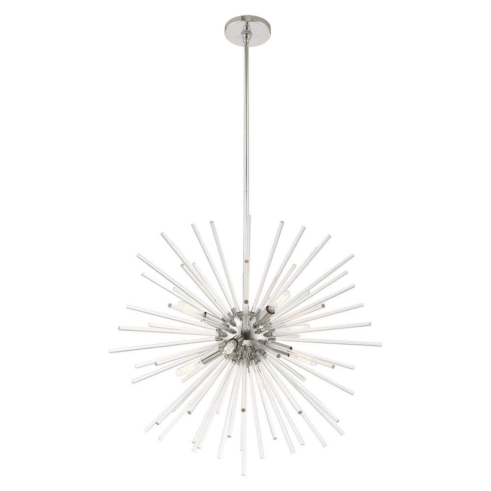 Polished Chrome and Clear Crystal 8-Light Pendant Chandelier
