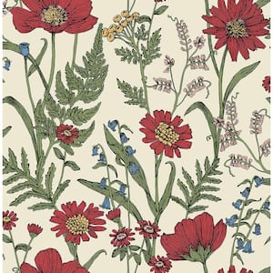 Arden Red Wild Meadow Matte Non-pasted Paper Wallpaper