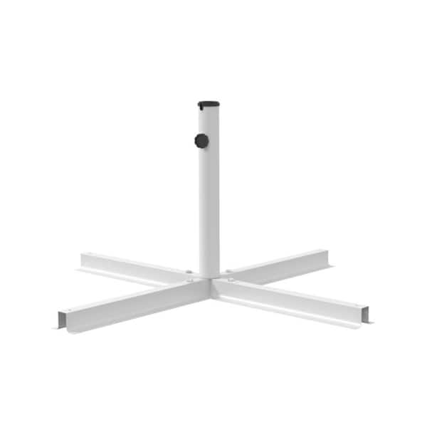 Phewnyzo 8.47 lbs. Steel Cross Brace Stand Patio Umbrella Base for Small Offset Umbrella or Large Market Umbrella in White