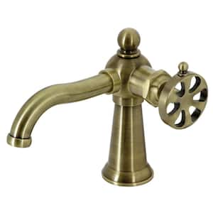 Belknap Single-Handle Single Hole Bathroom Faucet with Push Pop-Up in Antique Brass