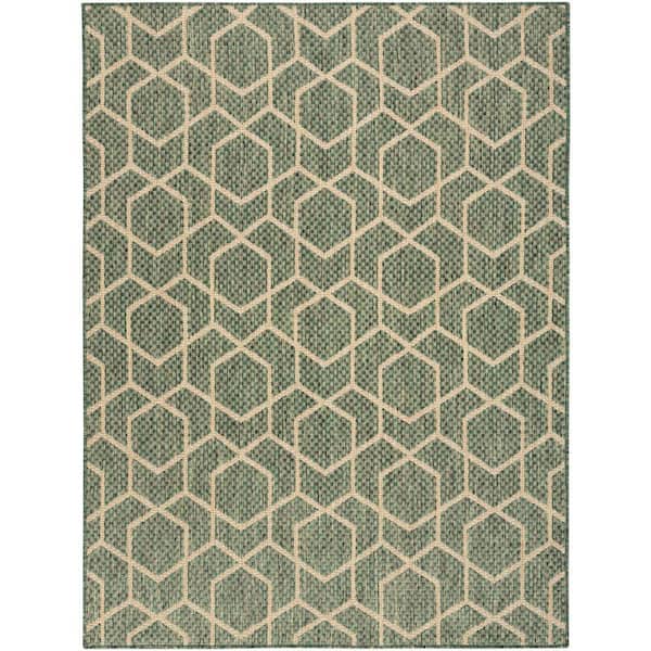 Horizon Green 5 ft. x 7 ft. Indoor/Outdoor All-Over design Contemporary Area Rug