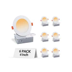 4 in. Canless Ultra-Thin 9-Watt CCT 3000K Remodel Integrated LED Recessed Light Kit (6-Pack)