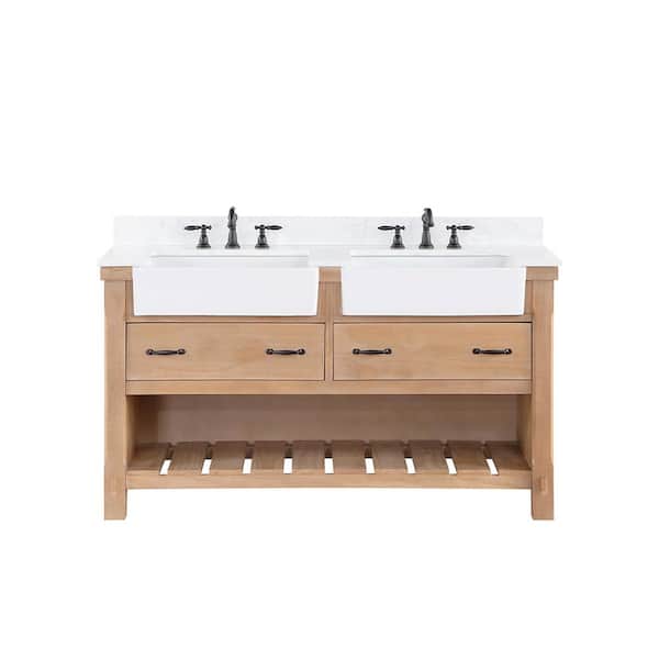 ROSWELL Villareal 60 in. W x 22 in. D x 34 in . H Double Farmhouse Bath ...