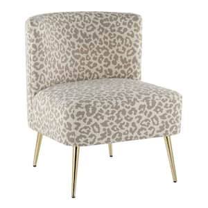 Fran Tan Leopard Print & Gold Metal Slipper Chair