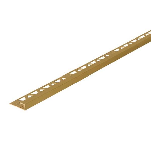 Brushed Gold Anodized 1.38 in. W x 96 in. L Aluminum 3/8 in. Bullnose-Square Trim