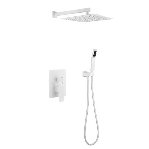 Utopia 4niture Betha 2-Spray Patterns with 2.5 GPM 11.8 in. Wall Mount Dual Shower Heads with Hand Shower in White