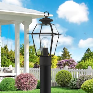 Ainsworth 14 in. 1-Light Black Cast Brass Hardwired Outdoor Rust Resistant Post Light with No Bulbs Included