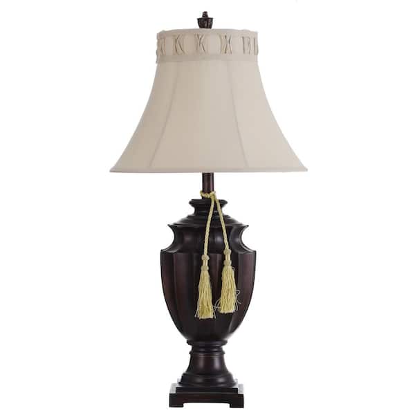 StyleCraft 32 in. Dark Bronze Table Lamp with Taupe Fabric Shade