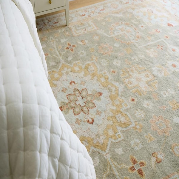 Kendra Hand Knotted Wool Sky 8 ft. x 10 ft. Indoor Area Rug
