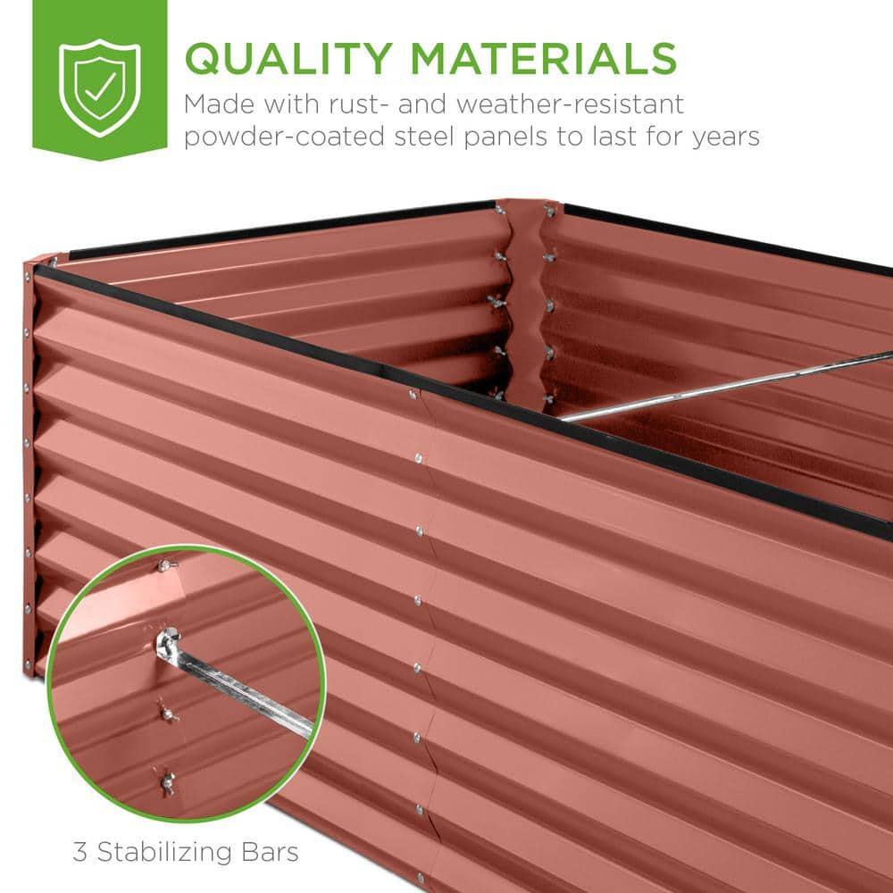 Terracotta 8x4x2ft Outdoor Metal Raised Garden Bed Planter Box