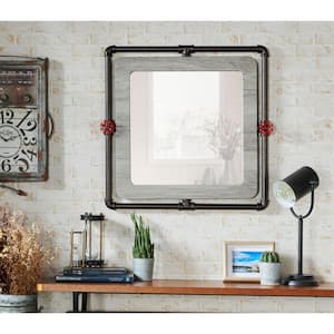 Maloni 28.53 in. W x 27.55 in. H Rectangle Wood Gray Wall Mirror