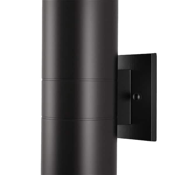 Briignite 2-Pack Modern Black Metal Outdoor Wall Light, Up and