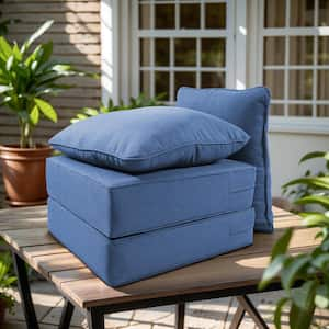 24 in. x 24 in. x 6 in. 4-Piece Deep Seating Water & Fade Resistant Outdoor Lounge Chair Replacement Cushion Set in Blue