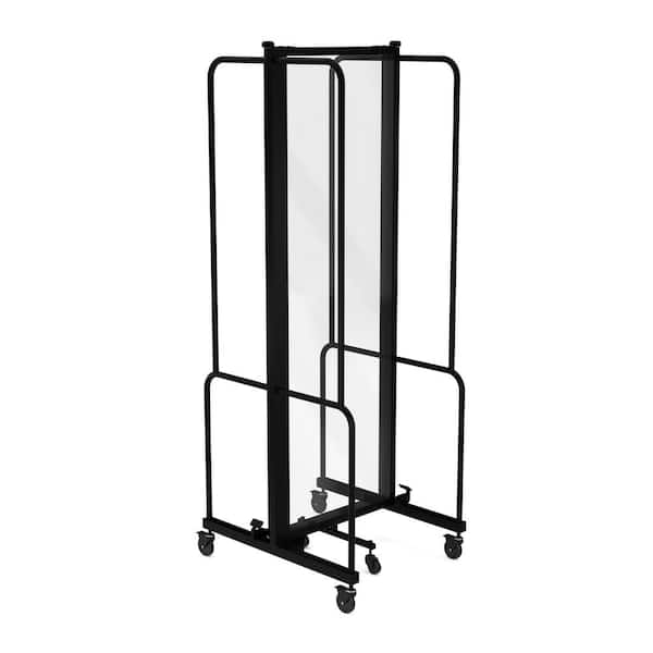 HAMPDEN FURNISHINGS Otis Collection Portable Room Divider, 3 Transparent Panels, Black Frame