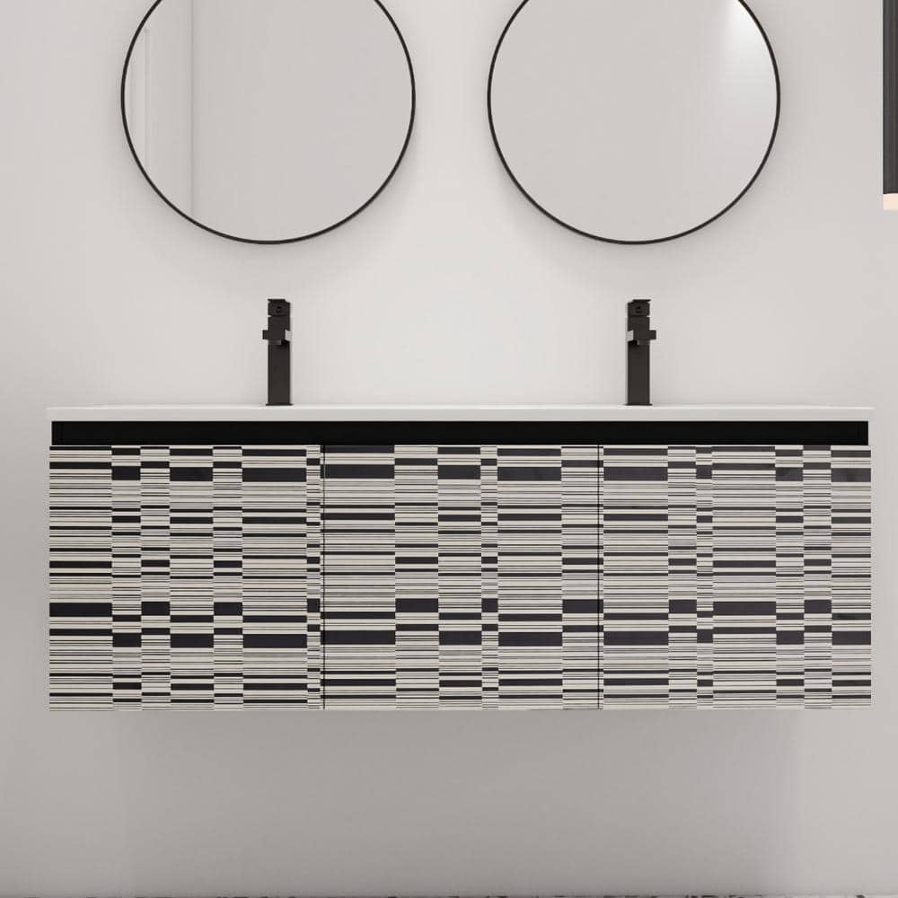 30 in. W x 18.3 in. D x 17.3 in. H Wall Mounted Bath Vanity in Black with W