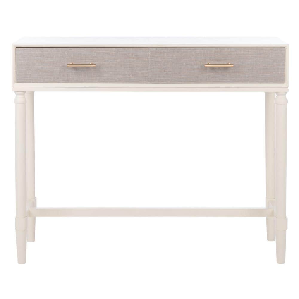 Estella White 40" Modern Console Table with 2 Drawers and Metal Accents