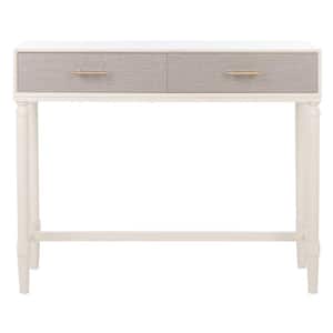 Estella 13 in. White Rectangle Wood Console Table with Drawer