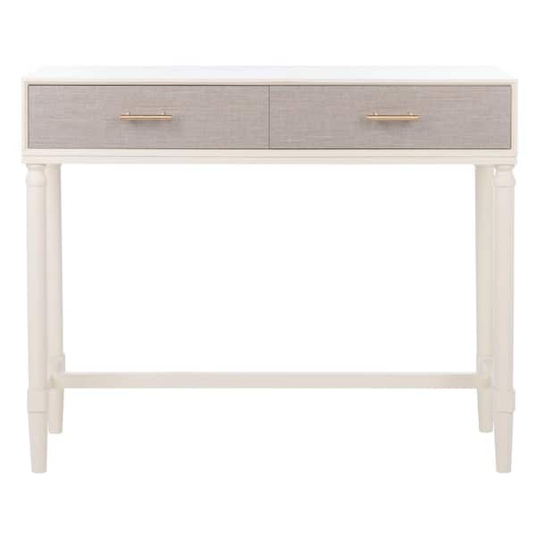 SAFAVIEH Estella 13 in. White Rectangle Wood Console Table with Drawer