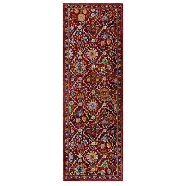 Gertmenian Carmen Bizet Red 3 ft. x 8 ft. Trellis Indoor Runner Rug