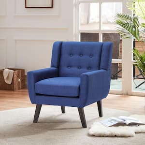 30 in. L Mid-Century Modern Blue Button Back Armchairs 1-Carton Pack